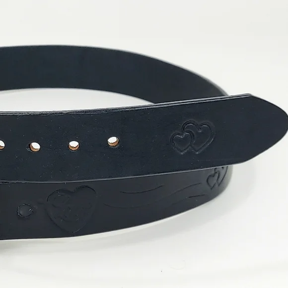 LEAH Personalized Black Leather Belt 32 - Picture 9 of 11